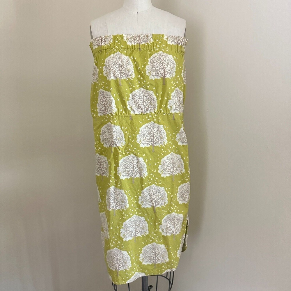 K Jurek Tube Dress Womens Medium Green All Over Print Trees Stretch Side‎ Slit